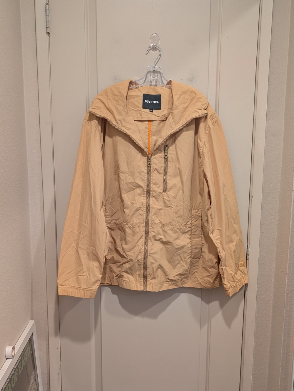 Duvetica MElSSA Men's Oversized Beige Tan Hooded Windbreaker Jacket Size 48